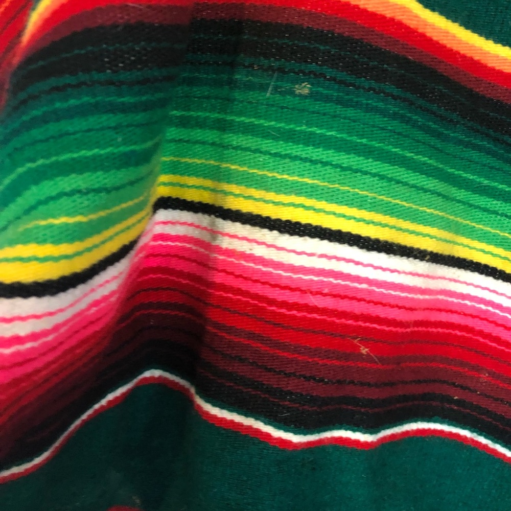 Cuamatzi OS vibrant serape poncho tassels Mexico - Picture 3 of 6